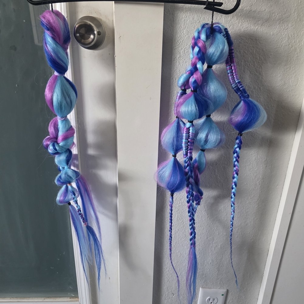 Vibrant Blue and Purple Hair Extensions